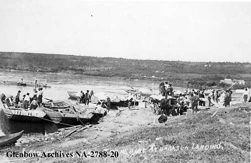 Loading HBC scows at Athabasca Landing