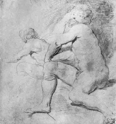 9 Jordaens STUDIES OF MALE NUDE Black and red chalks, 236 x 212 mm., 9 9/32 x 8 11/32 in. Hessisches Landesmuseum, Darmstadt (AE 537)