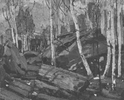 3 Tom Thomson The Silent Lake c. 1913 Oil on canvas, 15 1/8 x 19 7/8 in. THE NATIONAL GALLERY OF CANADA, OTTAWA (4721) BEQUEST OF DR. J. M. MACCALLUM, TORONTO, 1943 - 3 Tom Thomson Le lac silencieux vers 1913 Huile sur toile, 15 1/8 sur 19 7/8 po GALERIE NATIONALE DU CANADA, OTTAWA (4721) LEGS DE M. LE DOCTEUR J. M. MACCALLUM, TORONTO, 1943