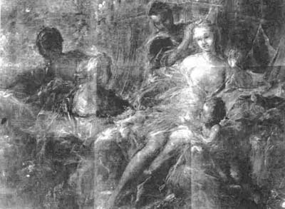 13 Boucher, The Toilet of Venus X-ray (radiograph) composite of the entire painting, made by piecing together individual 14 x 17 radiographs taken under identical exposure conditions.