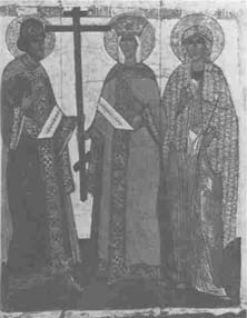 7 Russian Constantine, Helena and Agatha c. 1500 Tempera on wood, 116 x 89 cm (45 5/8 x 35 in.) IKONENMUSEUM, RECKLINGHAUSEN - 7 Russie Constantin, Hlne et Agathe vers 1500 Dtrempe sur bois, 116 x 89 cm (45 5/8 x 35 po) IKONENMUSEUM, RECKLINGHAUSEN