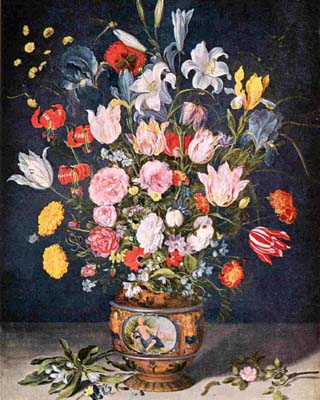 Jean Brueghel, Pays-Bas, 1568-1625 Bouquet de fleurs Huile sur panneau, 28 3/4 x 21 3/4