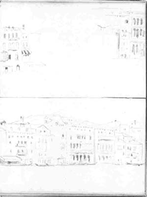 12 Palais  Venise, Grand Canal Mine de plomb sur double feuille de carnet (7419) 21,7 x 16,7 cm GALERIE NATIONALE DU CANADA, OTTAWA - 12 Palais in Venice, Grand Canal Pencil on double sketchbook sheet (7419) 21.7 x 16.7 cm NATIONAL GALLERY OF CANADA, OTTAWA