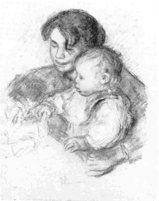 15 Pierre-Auguste Renoir, French, 1841-1919 Femme et enfant (Gabrielle et Jean) Black chalk 22 1/2 x 17 1/2, 57 x 44.5 cm. No. 7296