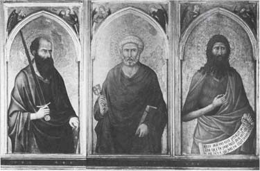 6 Ugolino di Nerio Saints Paul, Peter, and John the Baptist c. 1330 Tempera on wood, 103 x 53 cm, each Staatliche Museen, Gemldegalerie, Berlin-Dahlem