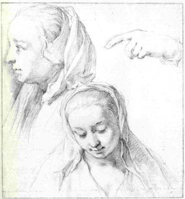 4 Abraham Bloemaert, Dutch, 1564-1651 Sheet of Studies Black Chalk, touched with white, 6 5/16 x 5 11/16 The National Gallery of Canada (6299)