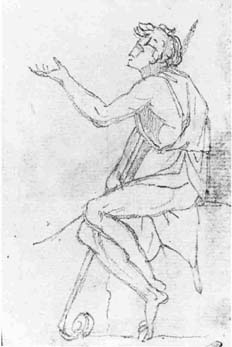 10 Jean-Germain Drouais tude de figure (Dessin prparatoire pour Le berger Pris?), Album Drouais, no. 147 Dessin  la mine de plomb Muse des beaux-arts, Rennes