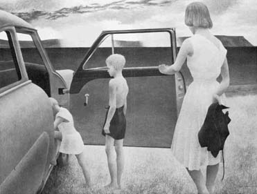 1 Alex Colville, Canadian, b. 1920 Family and Rainstorm, 1955 Tempera on board, 22 1/2 x 29 1/2 The National Gallery of Canada (6754)