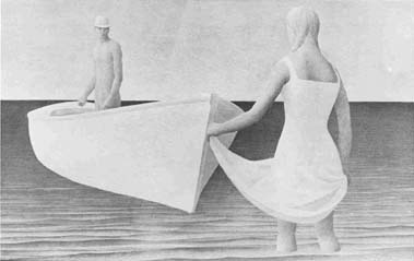 5 Alex Colville, Canadian, b. 1920 Woman, Man, and Boat, 1952 Tempera on board, 12 1/2 x 20 1/4 The National Gallery of Canada (6258)