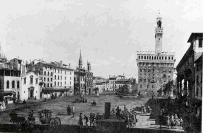 17 Bernardo Bellotto, Venetian, 1720-1780 Piazza della Signoria 1742 Oil on canvas Museum of Fine Arts, Budapest - 17 Berrlardo Bellotto, Venise, 1720-1780 Piazza della Signoria 1742 Huile sur toile Muse des beaux-arts, Budapest