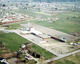 Aerial view of East Chilliwack Co-op, now Agro Pacific, on Chilliwack Central Road. Norm Williams photo.