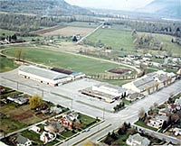 Aerial view of the Chilliwack Exhibition grounds as they appeared between 1958 and 1971. Norm Williams photograph.