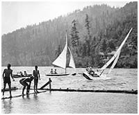 Constructed in 1939 and torn down around 1990, the Cultus Lake Pavilion was a prominent landmark. P2538.