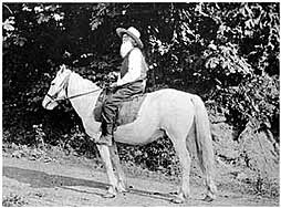 Ryder Lake namesake Mr. John Ryder (1832-1916) on his white horse ca. 1890's. P353