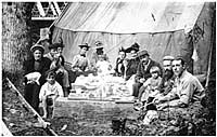 Early picnic next to the Vedder Bridge, ca. 1895-1897. P380.
