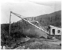 Crane driving piles in drainage ditch, ca. 1931. P6700 