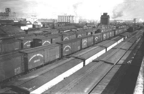 Refrigerator & Box Cars, Saskatoon Yards, c.1916