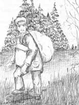 an illustration of a pack-peddler
