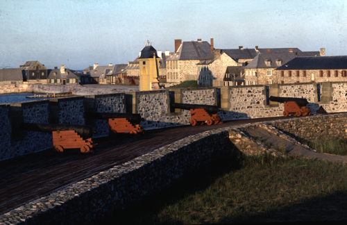 View of the Quay area including Frederic Gate from the gun embrasures of the Dauphin Demi-Bastion
Photographer: Jamie Steeves
Date of Photograph: Summer 1987
05-J-3-282