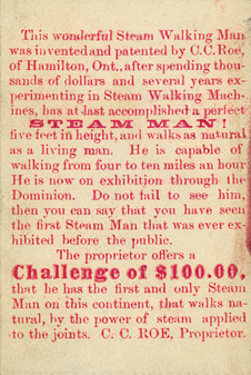 Adam Ironsides, the Steam Man, advertisement