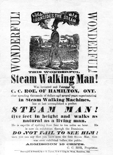 Adam Ironsides, the Steam Man, advertisement