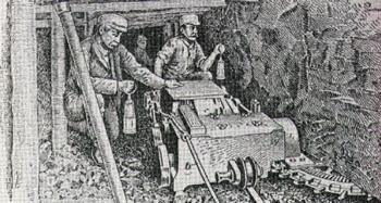 "Cutting machine used in early mining practices"