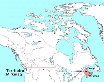 Carte, le territoire Mi'kmaq