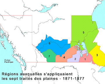 Régions auxquelles s'appliquaient les sept traités des plaines, 1871-1877