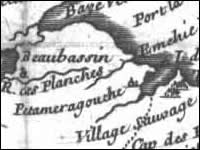 Bellin, Jacques-Nicolas, Carte de la partie orientale de la Nouvelle France ou du Canada, 1744. Bibliothèque nationale du Québec.