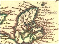 Robert de Vaugondy, Gilles, Partie de l'Amérique Septent? qui comprend la Nouvelle France ou le Canada, 1755. Bibliothèque nationale du Québec.