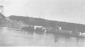 Ferry bringing men and supplies across the Peace River