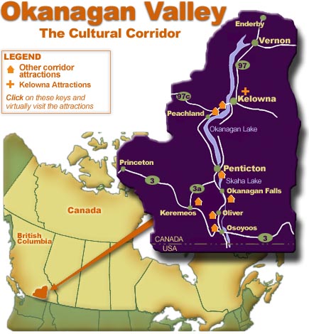 Map of The Okanagan Cultural Corridor