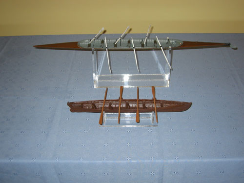 Model of Blue Peter and jolly boat