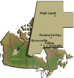 Carte géogaphique de la région de Rivière-la-Paix