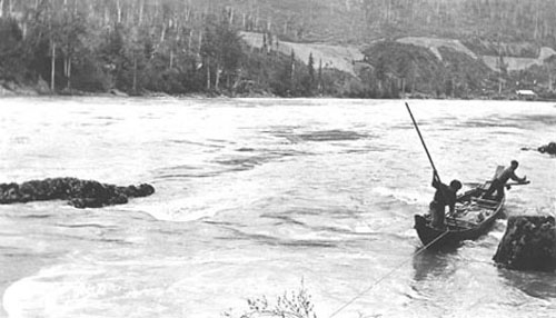 Hauling and poling up the Skeena River