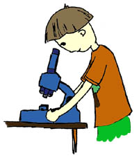 [Biology Boy with a microscope]