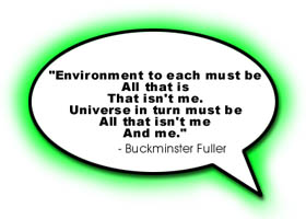 ["Environment to each must be all that is, that isn't me. Universe in turn must be all that isn't me, and me." - Buckminster Fuller]