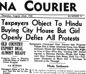 Media Coverage of racial discrimination against the Singh family in Kelowna, 1946