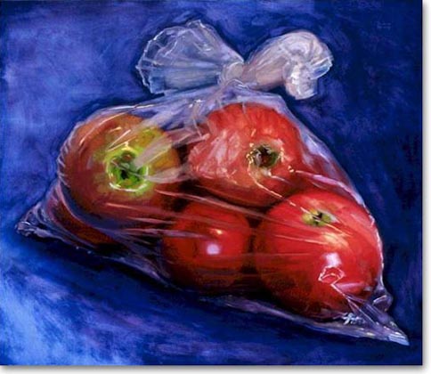 Apples in plastic bag