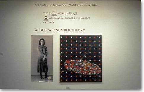 Maryse Desrocher with her favorite equation and a painting derived from it
