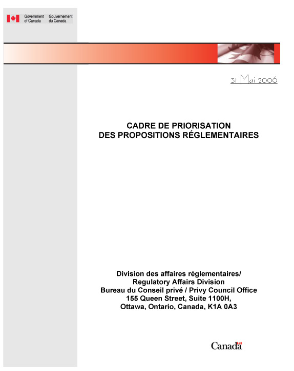 Cadre de priorisation des propositions rglementaires