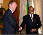 Meles Zenawi, Prime Minister of Ethiopia, meeting with Prime Minister Chrtien in Addis Ababa, Ethiopia.