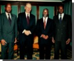 Prime Minister Jean Chrtien, President Thabo Mbeki of South Africa, President Abdoulaye Wade of Senegal and Prime Minister Pascoal Mocumbi of Mozambique at the World Economic Forum in New York.