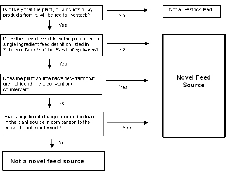 Framework for determining if the plant, or products or by-products derived from it, is a novel feed source.
