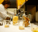 food in beakers in lab