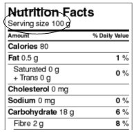 Nutrition fats tables - A single metric weight declaration is generally not an acceptable serving size.