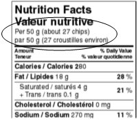 Nutrition facts table - serving declarations have been reversed