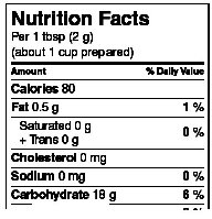 Standard, Horizontal or Linear format - declare the serving size of both the food as prepared.