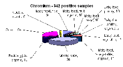 Breakdown of positive samples found by metal and food categories - chromium