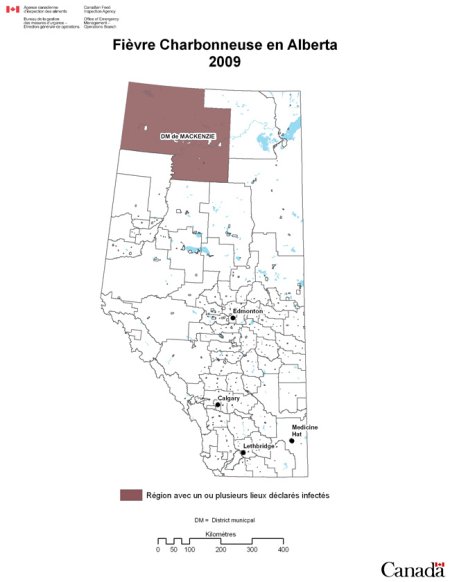 Cas de fièvre charbonneuse au printemps et à l’été 2009 - Alberta